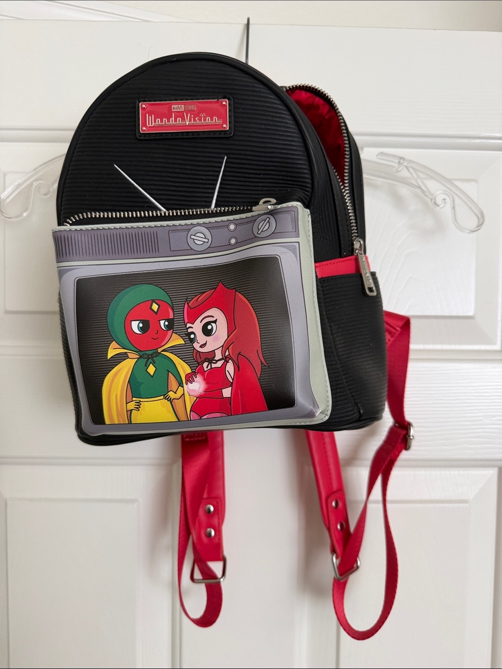 WandaVision Mini Backpack with Scarlet Witch and Vision Graphic - Black & Red